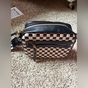 Black and white checkered crossbody